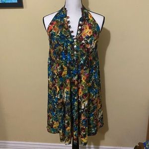 Floral Halter Button-up Dress